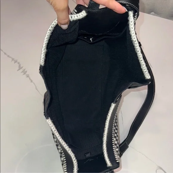 Loewe Hammock Tweed Black/White Small Tote Bag with Classic Checkered Pattern - Picture 4 of 16